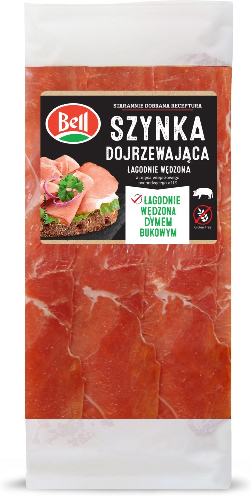 Szynka dojrzewająca łagodnie wędzona 10x70g